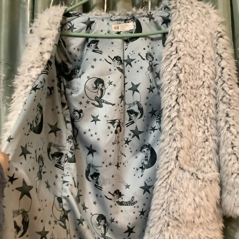 H & M  kids cute print reversible coat